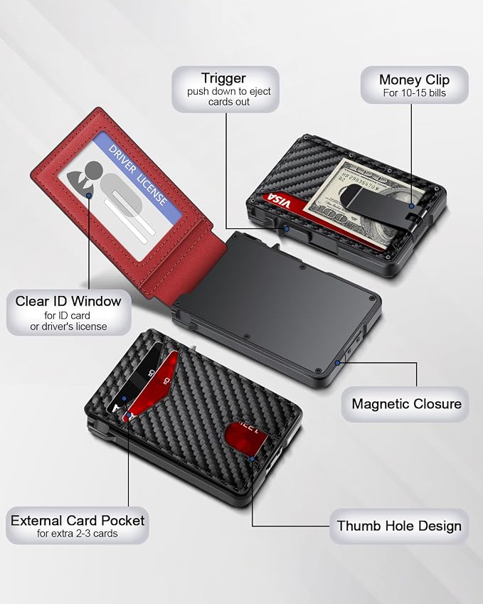 ZALVEX Wallet for Men, Mens Minimalist Wallet 9-13 Cards, Slim Compact Wallet - Image 3