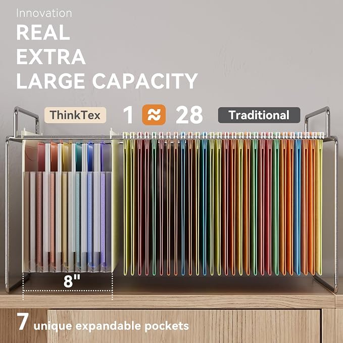 ThinkTex Plastic Expanding Hanging File Folders, 7 Innovative 1.2" Accordion - Image 7
