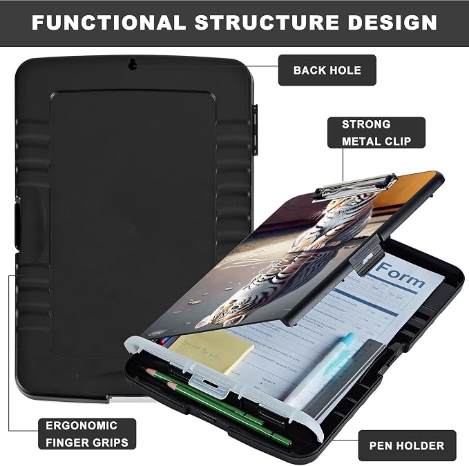 Clipboard with Storage, Heavy Duty Plastic Storage Clipboard with Low Profile - Image 6