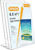 MaxGear Acrylic Sign Holder, 8.5 x 11 L-Shape Plastic Display Stand, 3 Pack | by MaxGear