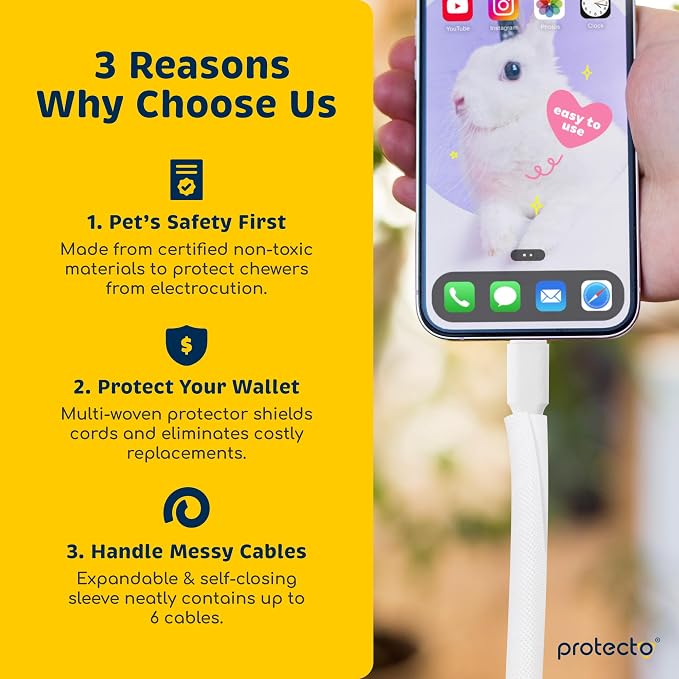 PROTECTO Heavy Duty Dog & Cat Cord Protector 10ft Long Sleeve, Easy-to-Use 3/8 - Image 2
