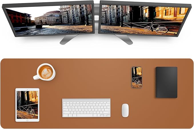 Leather Desk Pad Protector, Mouse Pad, Office Desk Mat, Non-Slip PU Leather by AFIING