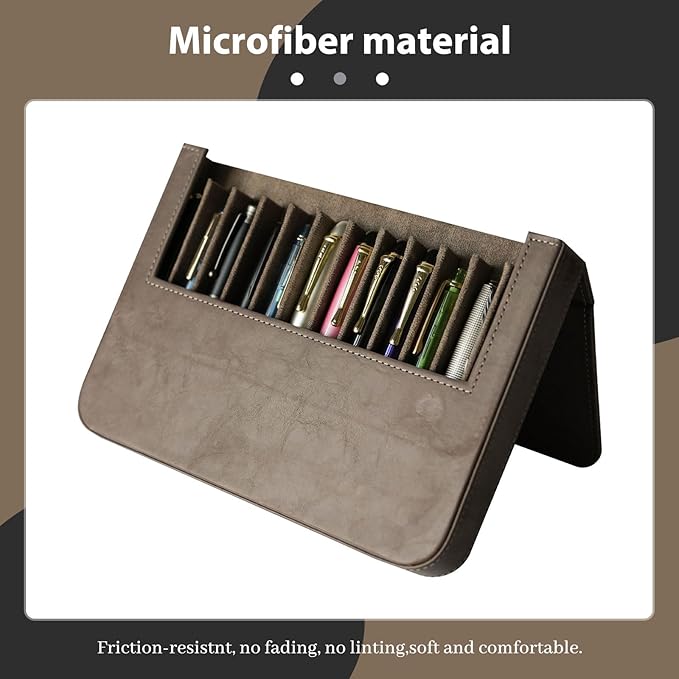 PU Leather 12 Fountain Pen/Pencil Tray Case Organizer, Fashion Design, Magnetic - Image 4