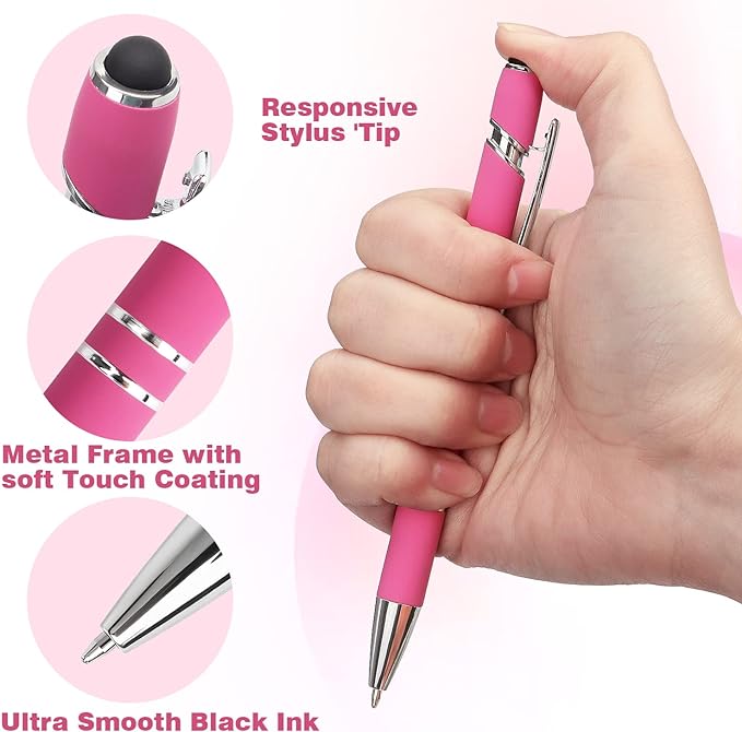 Bribobo 8 Pack Ballpoint Pen 2-in-1 Stylus Retractable Ballpoint Pen - Image 2