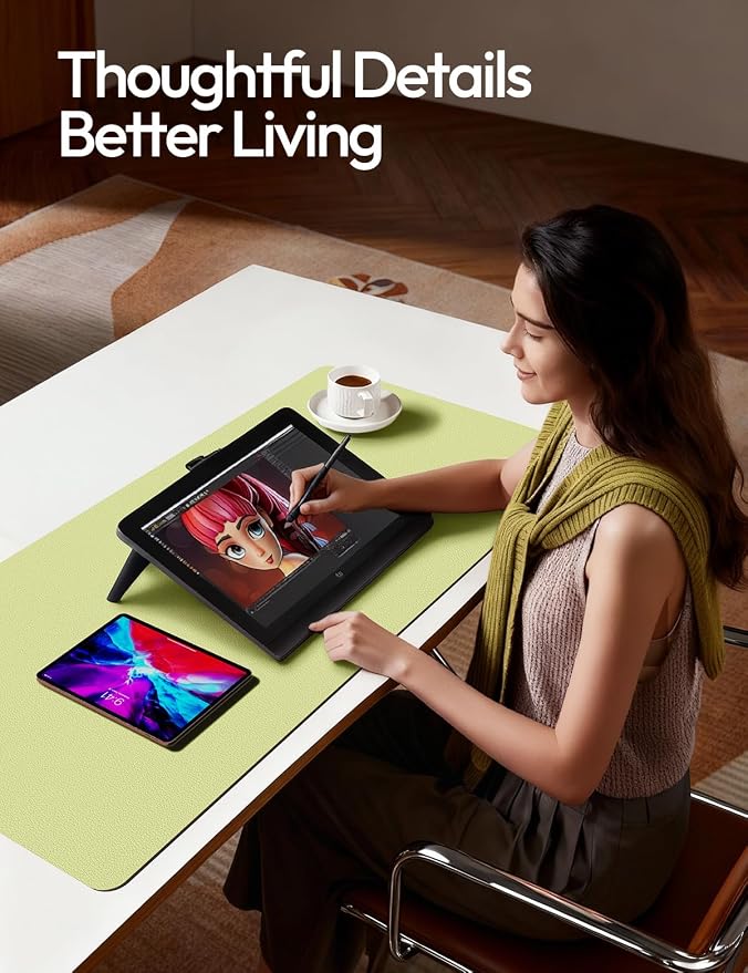 YSAGi Leather Desk Protector, Office Mat, Large Mouse Mat, Non-Slip PU Leather - Image 3