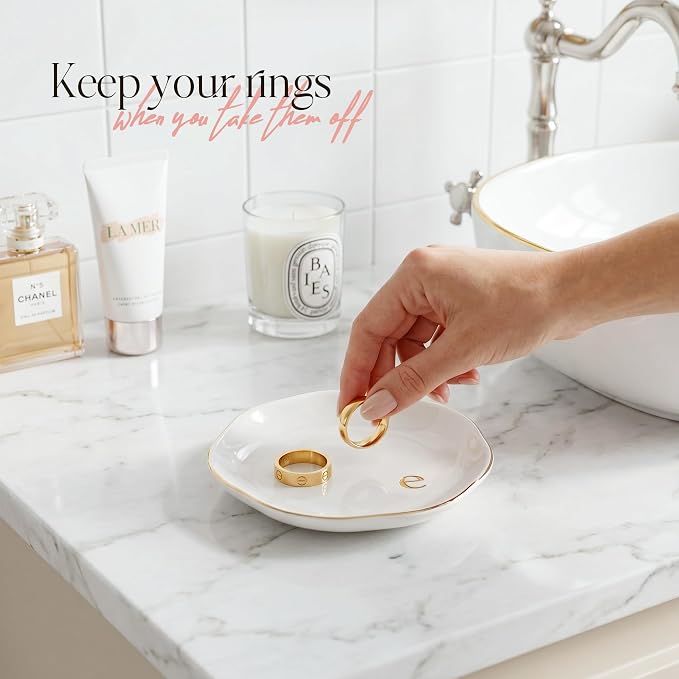 Ceramic Jewelry Tray, Personalized Initial Jewelry Dish - Image 5
