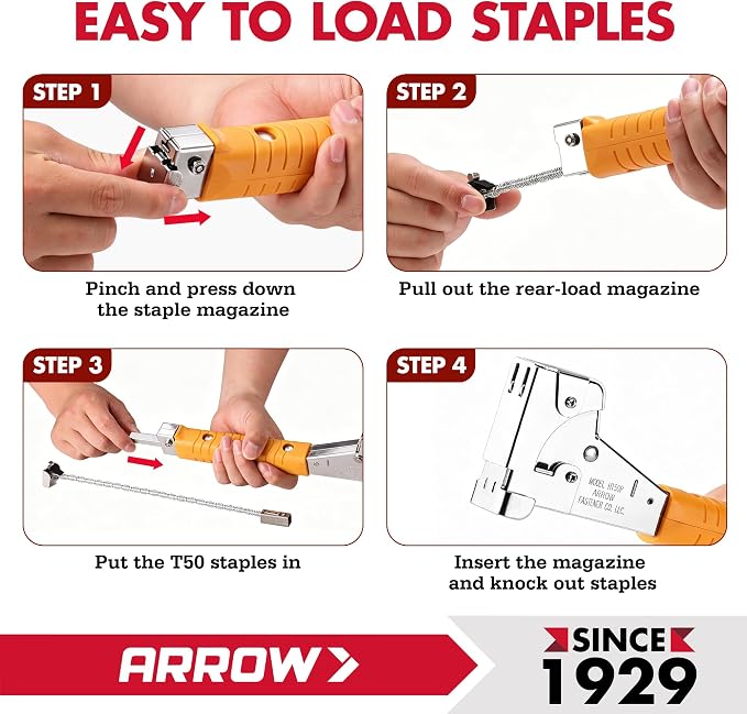 Arrow HT50 Heavy Duty Hammer Tacker, Chromed-Steel Manual Stapler - Image 3