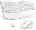 Wireless Keyboard and Mouse Combo, 2.4G Full Size Wave Keys Ergonomic Keyboard by Unknown