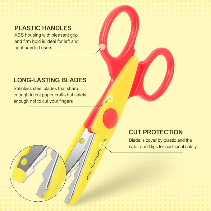 UCEC Craft Scissors Decorative Edge, Zig Zag, Kids Safety Design Pattern - Image 7