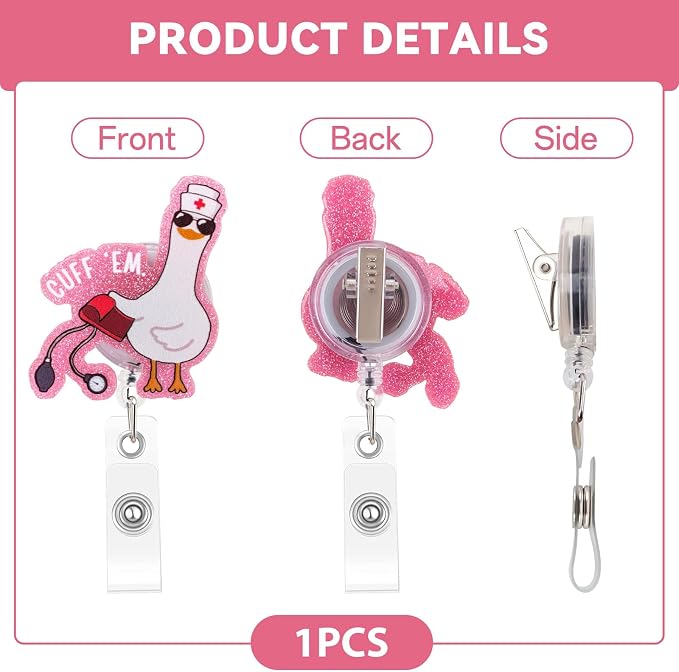 Funny Goose Nurse Badge Reel, Cuff 'Em Badge Holder - Image 4