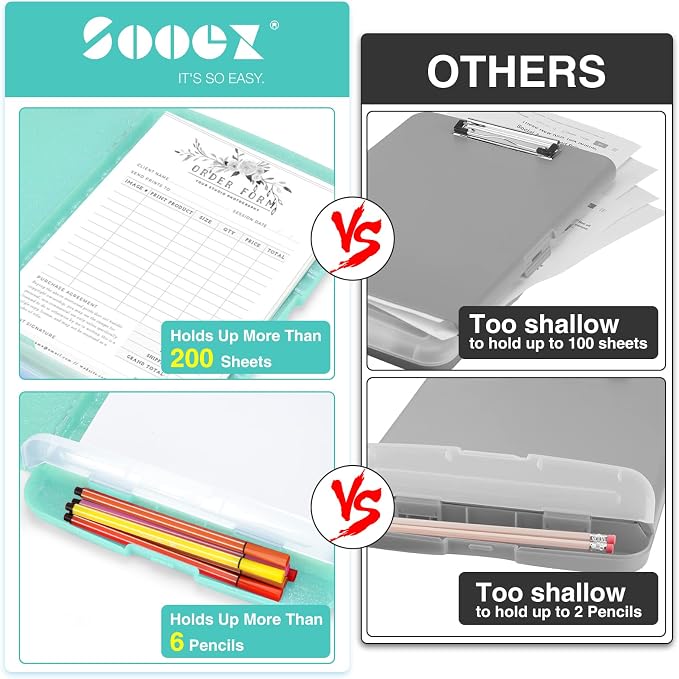 Sooez Glitter Clipboard with Storage, High Capacity Clip Boards 8.5x11 with Pen - Image 2