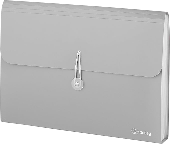 Accordion File Organizer Grey, 7 Pocket Expanding File and Cover Folder by Enday