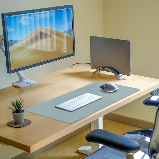 Large Desk Pad Mat, Leather Blue Desk Mat - Image 8