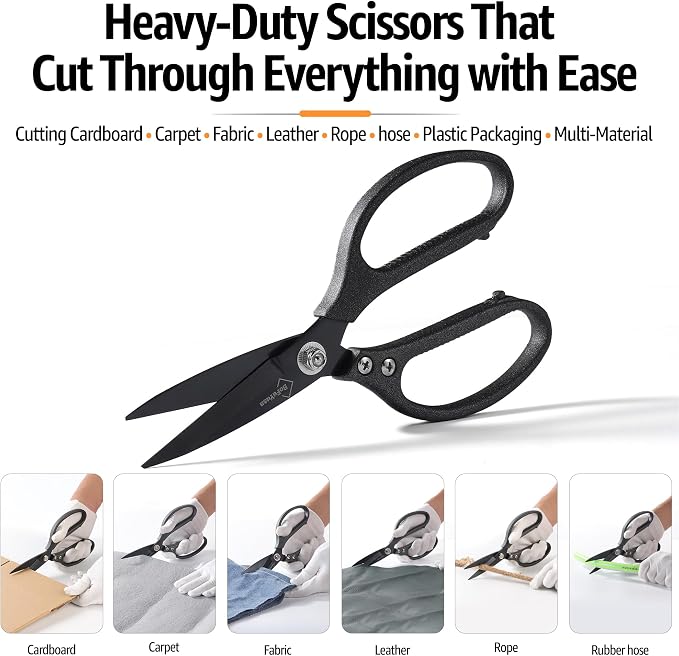 BoFuYuan 8.5 Inch Multipurpose Heavy Duty Scissors, Frosted Grey | Japanese - Image 3