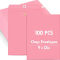 Geyee 100 Pcs Clasp Manilla Envelopes 9 x 12 Inch Gummed Colored Envelopes by Geyee