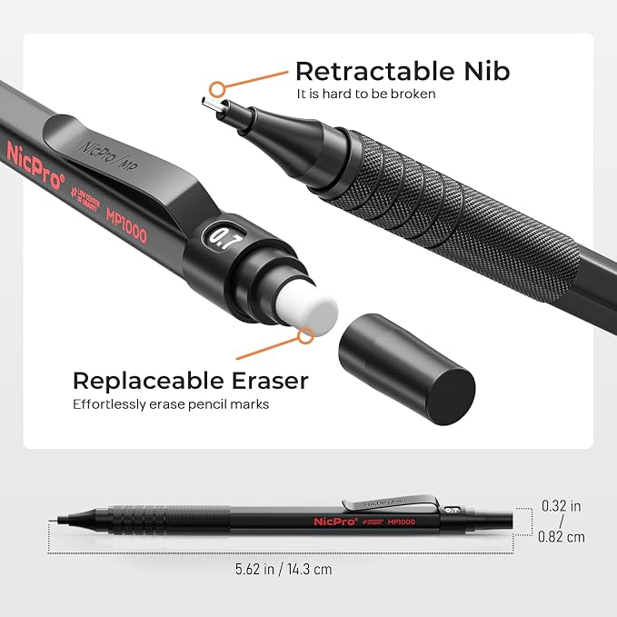 Nicpro 2 PCS Mechanical Pencil 0.5mm & 0.7 mm - Image 3