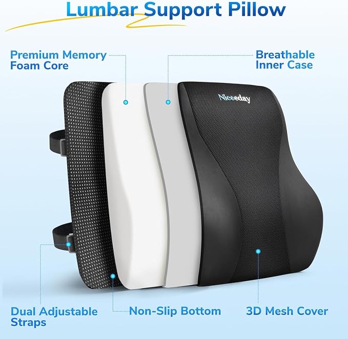 Niceeday Lumbar Support Pillow for Office Chair Car Back Support Pillow - Image 4