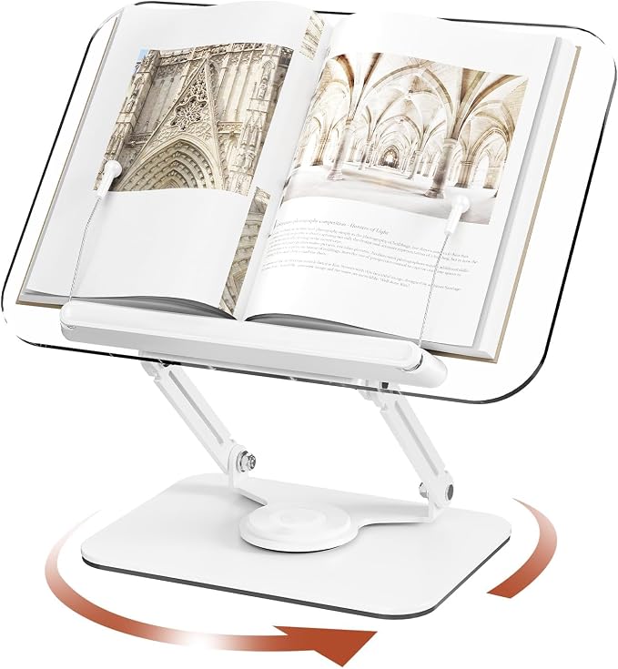 Acrylic Book Stand for Reading, Adjustable Book Holder by BYMECOST