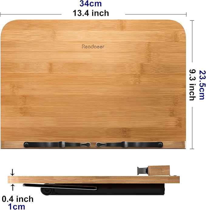 Readaeer Bamboo Book Stand, Large Book Holder - Image 2