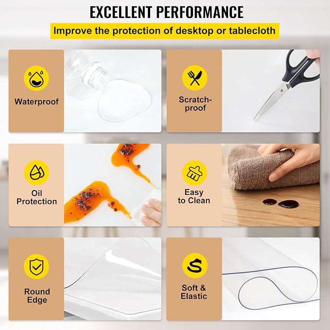 VEVOR Clear Desk Cover Protector, 42 x 78 inch, 1.5 mm Thick Rectangle - Image 5