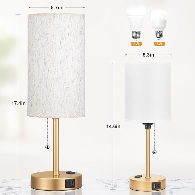 Dicoool Gold Bedside Table Lamp - Image 4