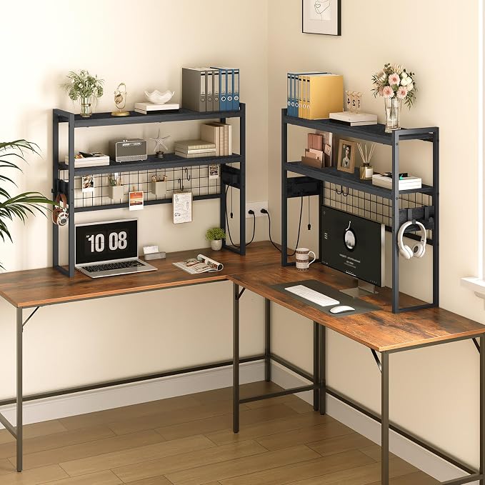 HOOBRO Desktop Bookcase, 37.4" Large Desk Shelf, 2-Tier Desktop Organizer - Image 5