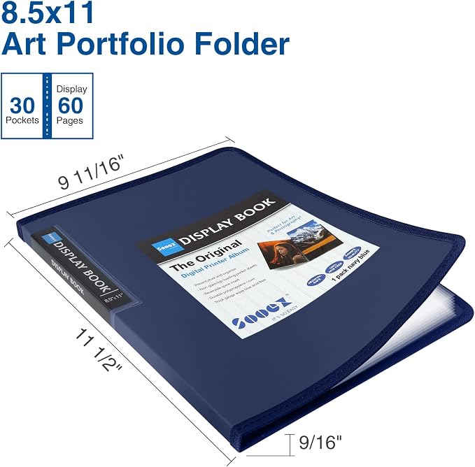 Sooez 30-Pocket Binder with Plastic Sleeves 8.5x11, Heavy Duty Art Portfolio - Image 2