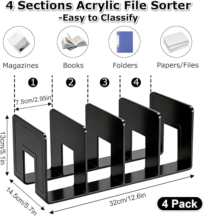 SAYEEC Acrylic File Holder, Sturdy Desktop File Folder Organizer Rack - Image 2