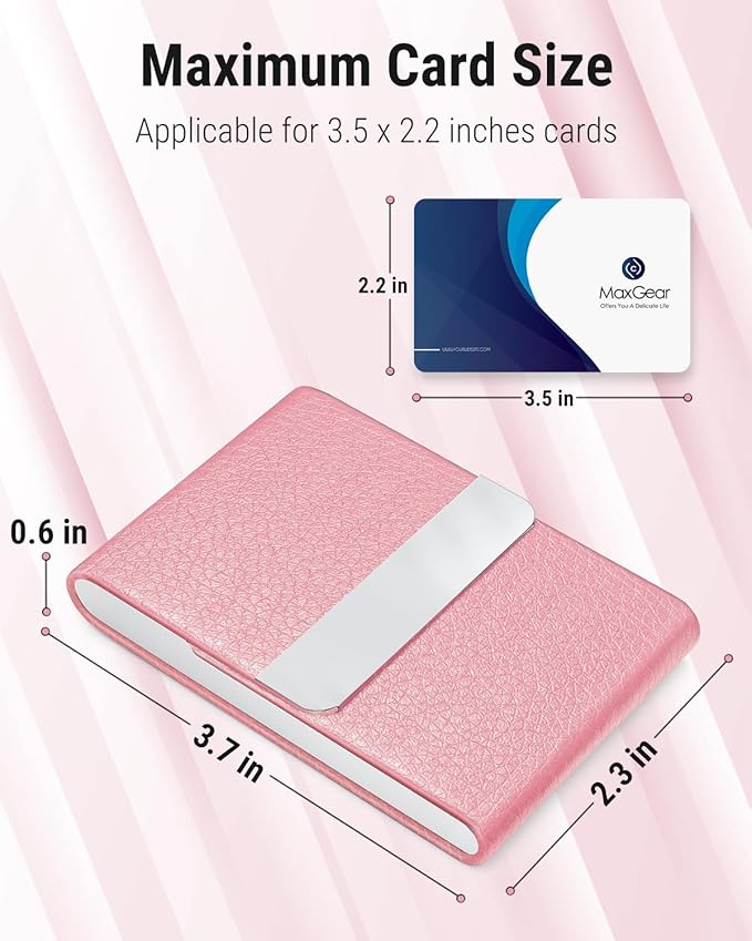 MaxGear Business Card Holder, PU Leather & Stainless Steel Business Card Case - Image 5