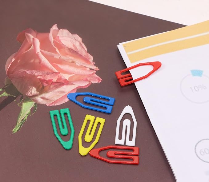 Tupalizy 50PCS Plastic Paper Clips Bookmarks Smooth Colored Paperclip Clamp - Image 4