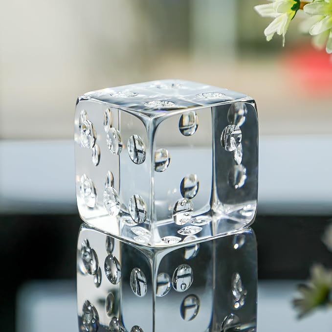 QFkris 2.2" Glass Dice Paperweight Glass Art Dice Figurine Paper Weights - Image 5