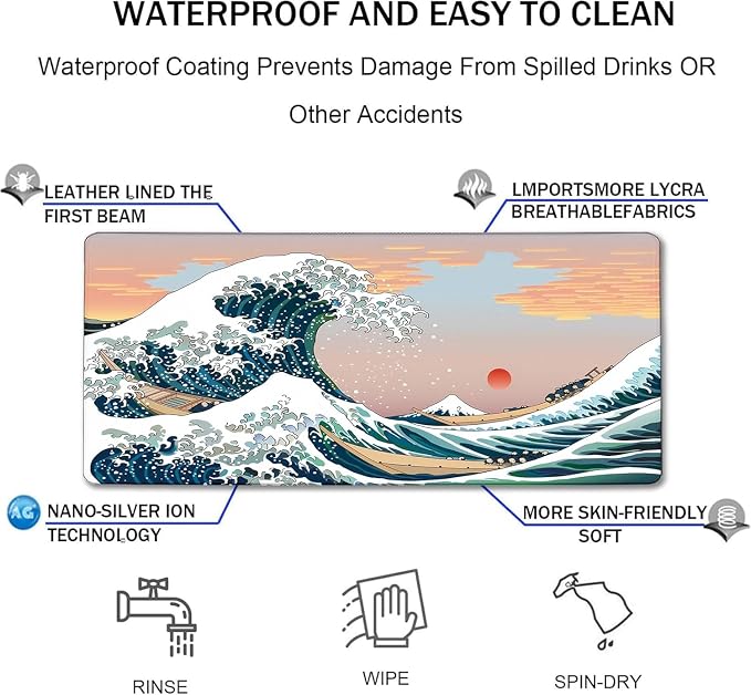 Japanese Large Mouse Pad, Desk Mat Office Desk Pad, Extended Large Mouse Mat - Image 5