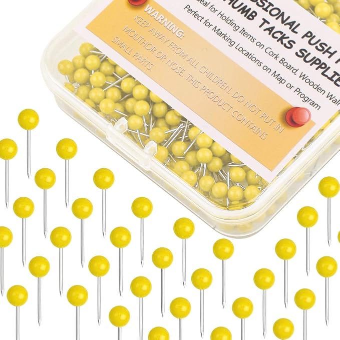 Map Tacks 1/8-Inch Assorted Color Beads Head Map Marking Push Pins by Yalis
