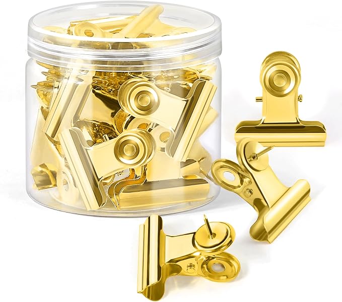 50Pcs Gold Push Pins, Metal Push Pin Clips, No Holes Cubicle Clips by GOOLADA