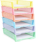Set of 6 Pastel Turn in Trays for Teachers Stackable Classroom Paper Letter by CHUNNIN