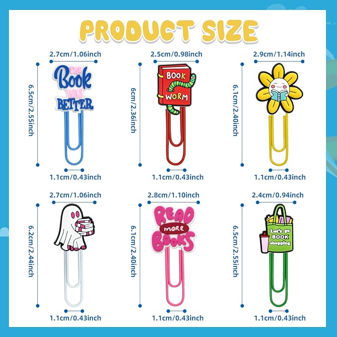 30 PCS Bookish Paper Clips Metal Paperclip Large Size Paper Clip Cute Bookmark - Image 4
