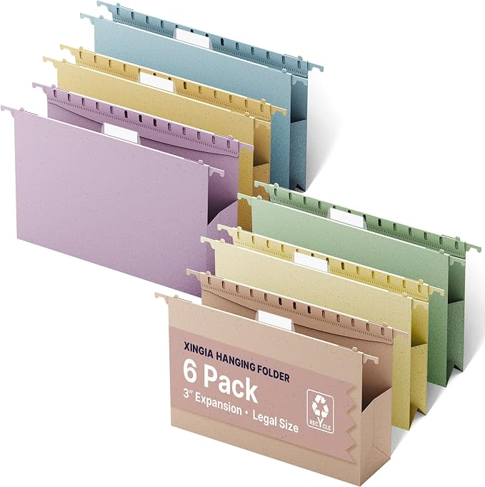 XINGIA Legal Size Hanging File Folders, 6 Pack Plastic Hanging Folders by Unknown