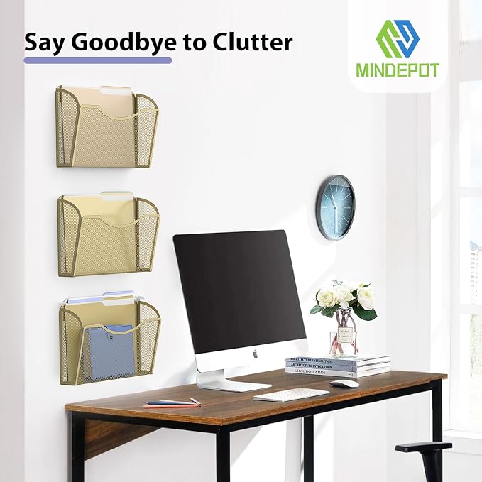 MINDEPOT Wall File Organizer, Hanging Wall Mounted File Folder Binder Holder - Image 6