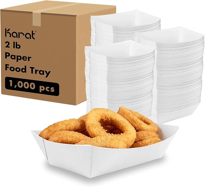 Karat White Paper Food Trays Disposable Food Boats by Karat