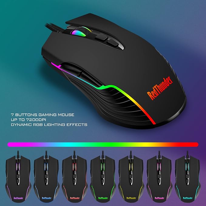 RedThunder K10 Wired Gaming Keyboard and Mouse and Wrist Rest Combo, RGB Backlit - Image 6