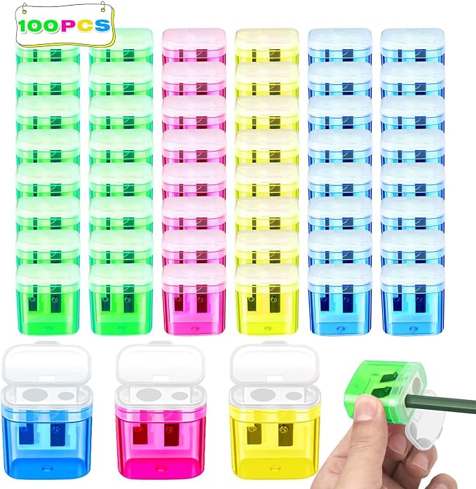 100 Pack Pencil Sharpener Bulk, Manual Pencil Sharpener by Letapapa