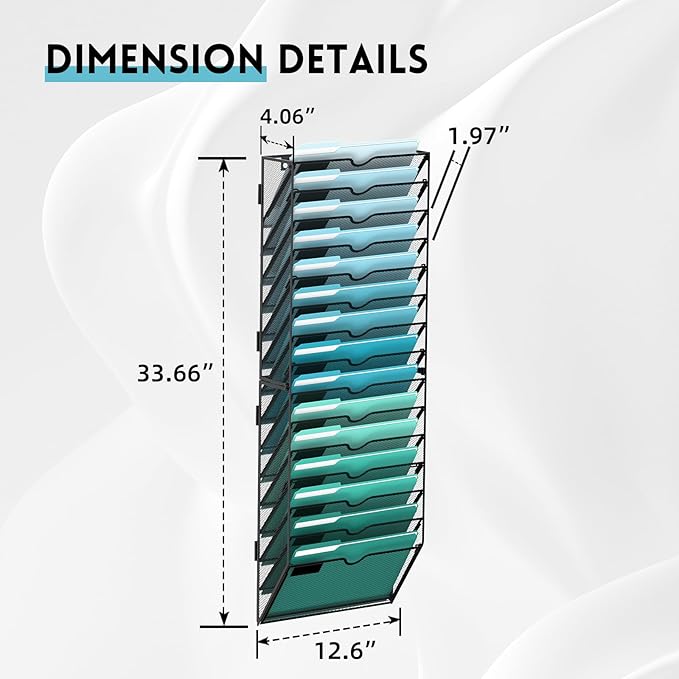 SUPEASY 15-Tier Wall File Organizer, Hanging Wall Files - Image 2