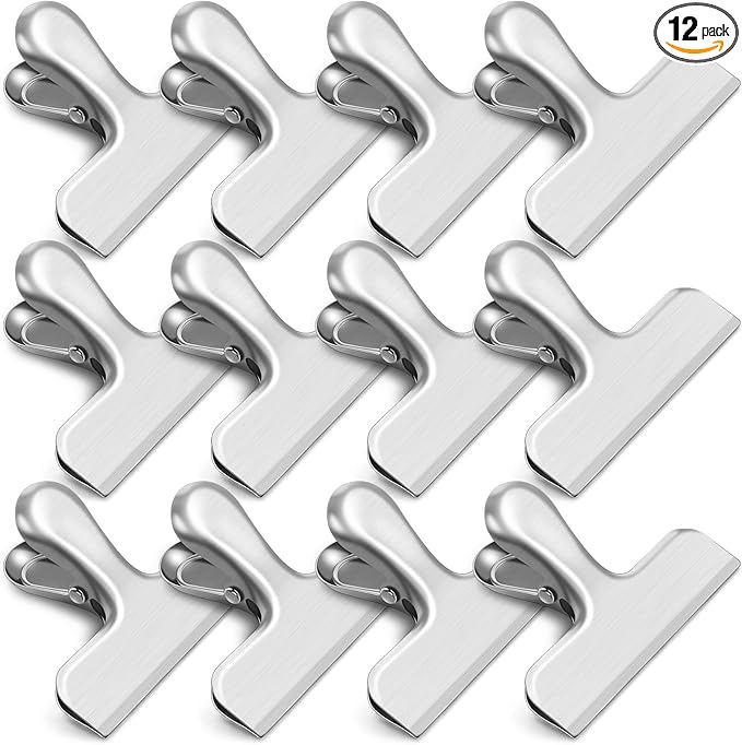 12 Pack Chip Clips, Stainless Steel Bag Clips & Food Clip, Heavy Duty Bag Clip by WUDIME