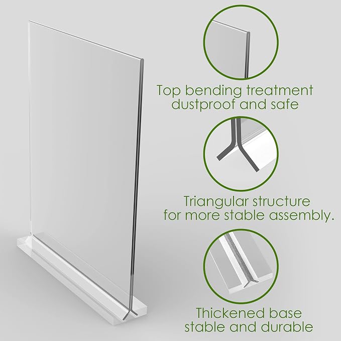 newnewshow Acrylic Sign Holder 8.5x11 Inch 6 Pack Vertical T Shape Double-Sided - Image 6