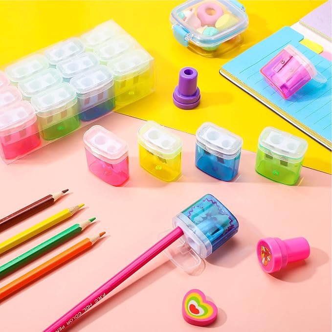 Tenare 48 Pcs Back to School Pencil Sharpeners Manual Double Hole Pencil - Image 5