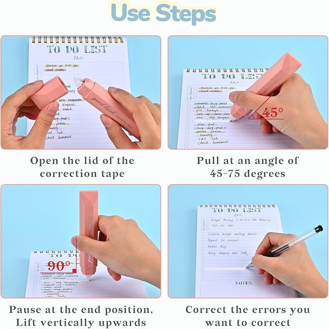 Temiary 5 Pcs White Correction Tapes, Aesthetic Correction Tape Pens Smooth - Image 4