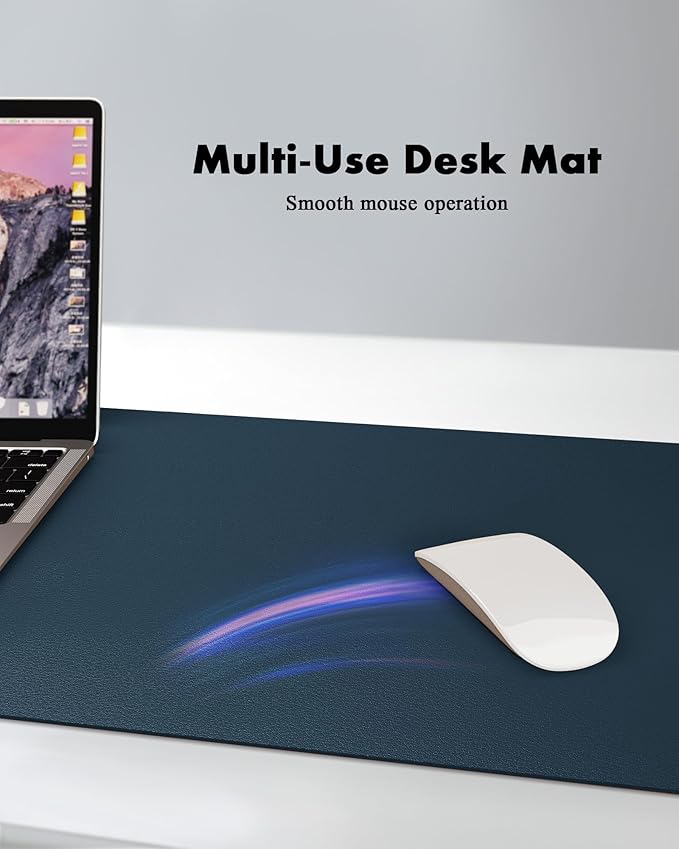 YSAGi Double-Sided Desk Pad, 23.6"x13.7"Leather Desk Mat, Eco Cork Desk Pad - Image 3
