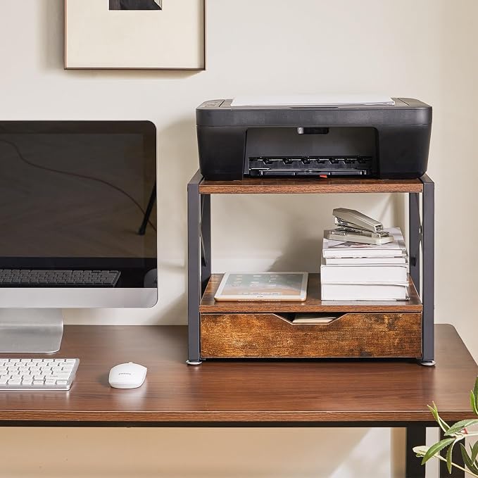 IBUYKE 2 Tier Desktop Printer Stand, Wooden Printer Stand - Image 4