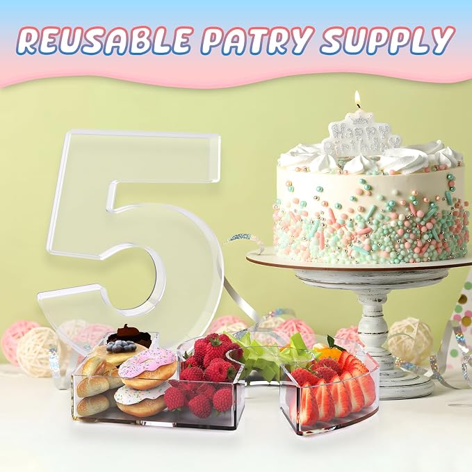 11" Acrylic Number Charcuterie Box, Reusable Fillable Alphabet Number Shaped - Image 5