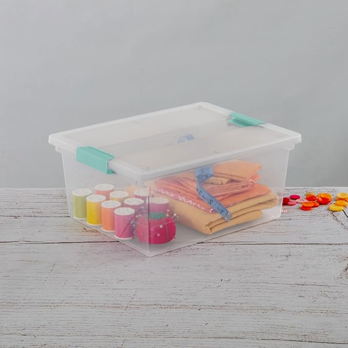 Sterilite 4-Pack Clip Box, Large Stackable Plastic Storage Bins w/ Latching Lids - Image 8